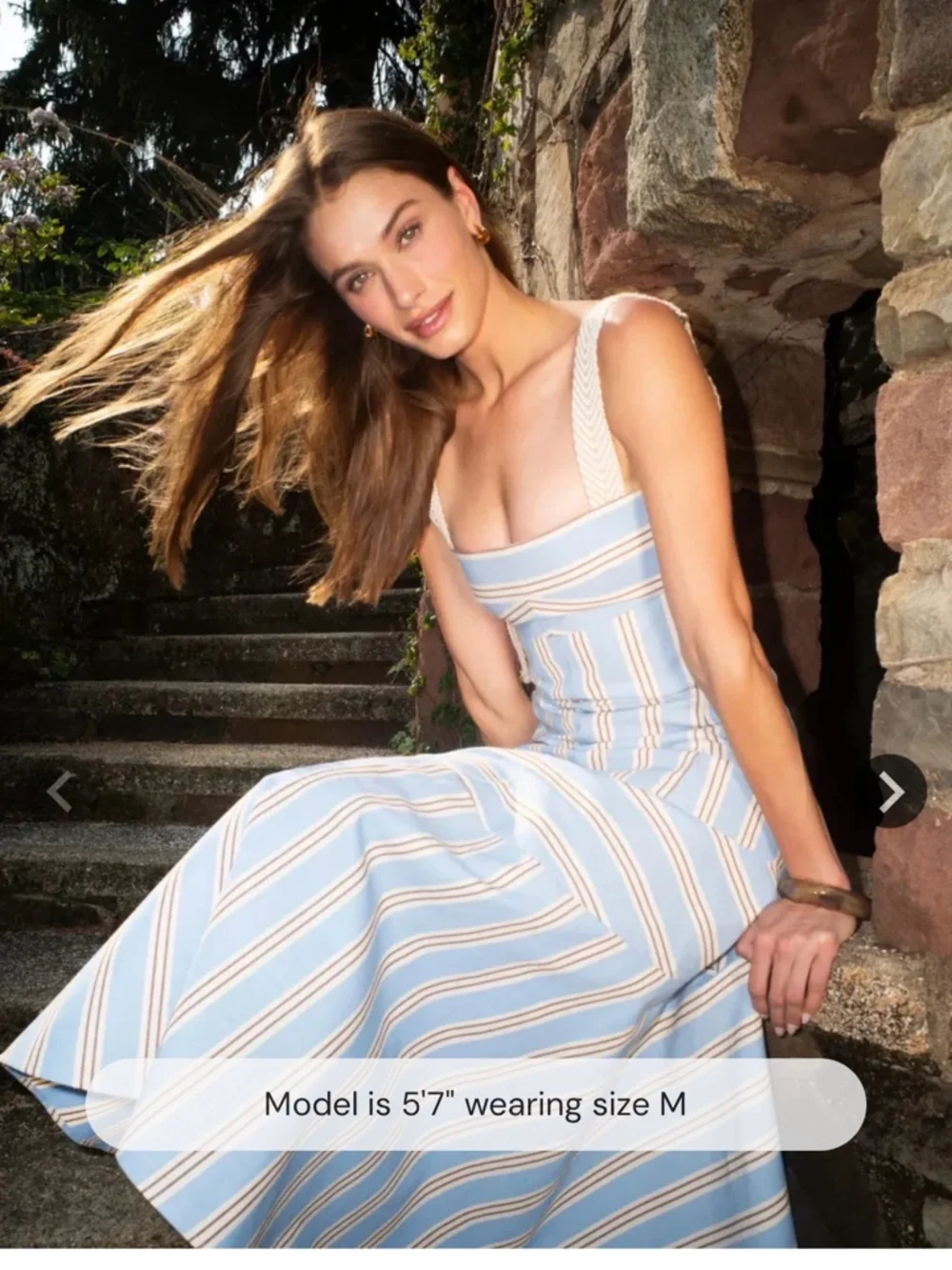 Blue and White Striped Tie-Back Sundress - Picture 2 of 7